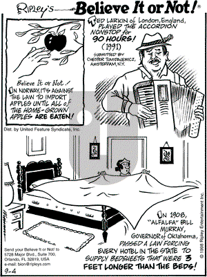 Ripley's Believe It or Not on Friday September 4, 1998 Comic Strip