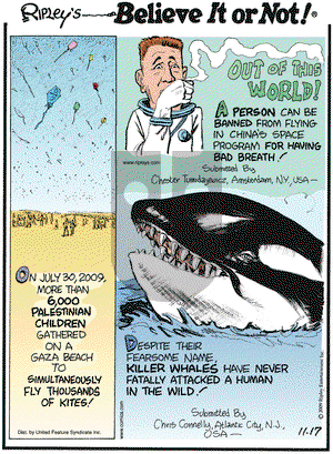 Ripley's Believe It or Not on Tuesday November 17, 2009 Comic Strip