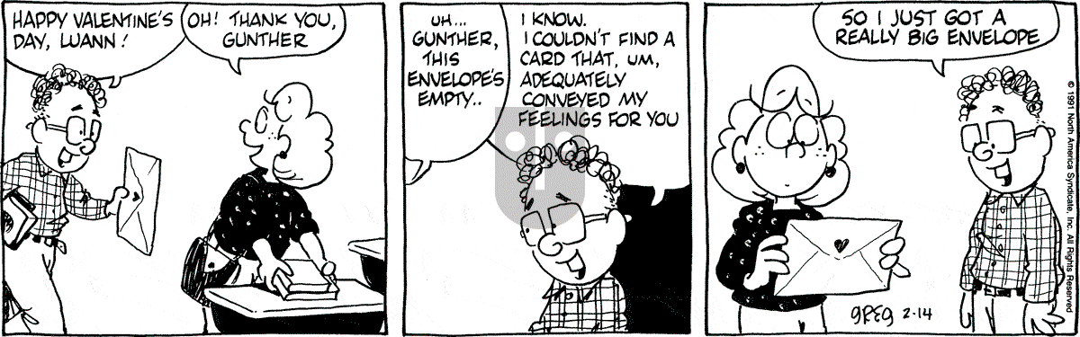 Luann - Thursday February 14, 1991 Comic Strip