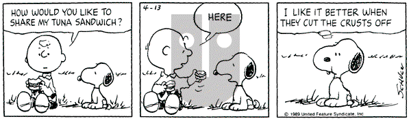 Peanuts on Thursday April 13, 1989 Comic Strip