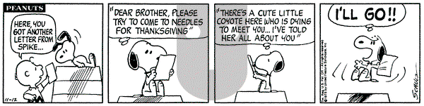 Peanuts on Wednesday November 12, 1975 Comic Strip