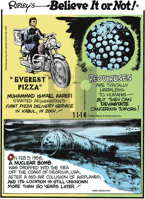 Ripley's Believe It or Not on Friday November 16, 2012 Comic Strip