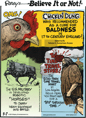Ripley's Believe It or Not on Thursday March 7, 2013 Comic Strip