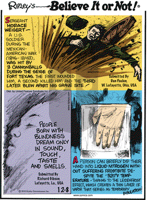 Ripley's Believe It or Not on Wednesday December 8, 2010 Comic Strip