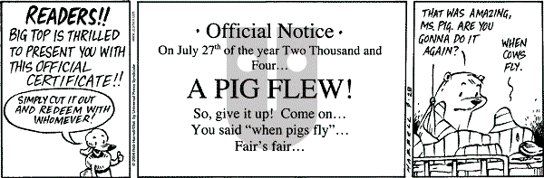 Big Top on Wednesday July 28, 2004 Comic Strip