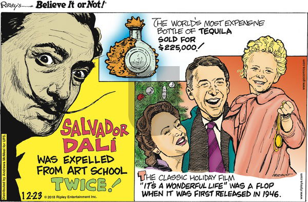 Ripley's Believe It or Not on Sunday December 23, 2018 Comic Strip