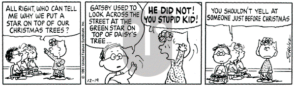 Peanuts on Thursday December 19, 1991 Comic Strip