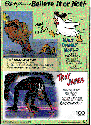 Ripley's Believe It or Not on Saturday July 6, 2019 Comic Strip
