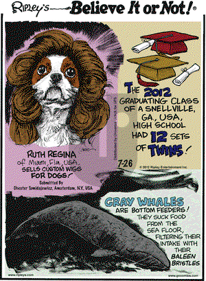Ripley's Believe It or Not on Thursday July 26, 2012 Comic Strip