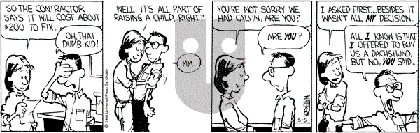 Calvin and Hobbes on Monday May 5, 1986 Comic Strip