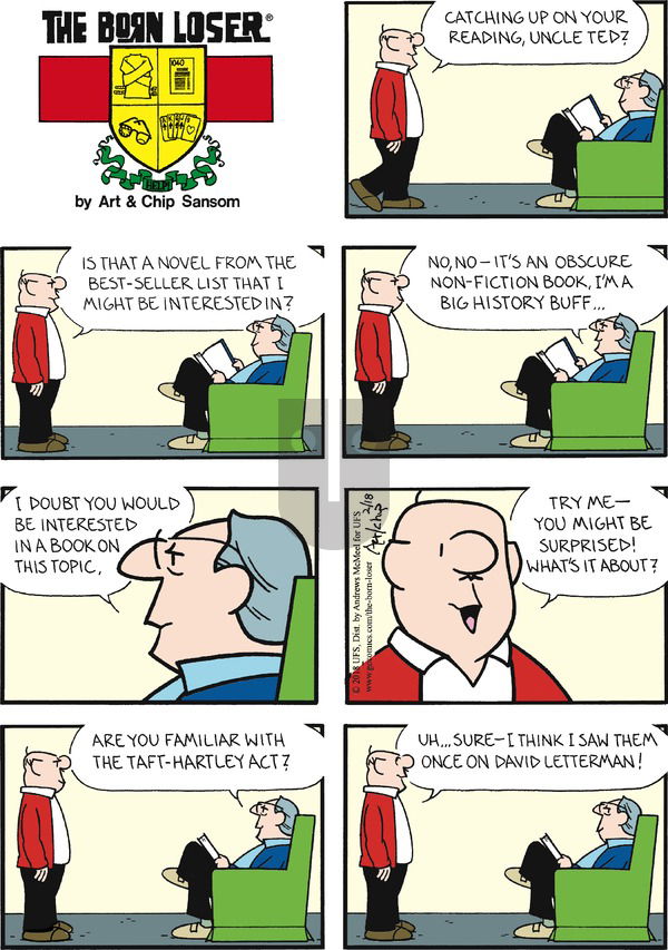 The Born Loser on Sunday February 18, 2018 Comic Strip