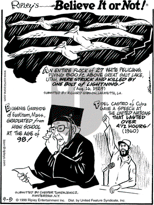 Ripley's Believe It or Not on Saturday September 5, 1998 Comic Strip