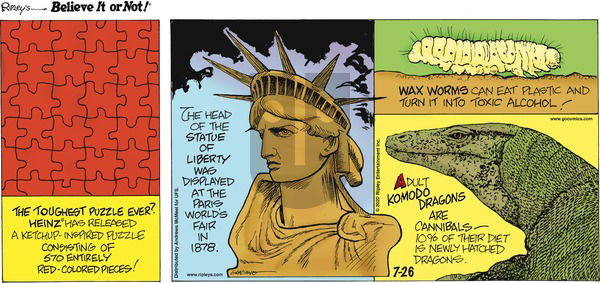Ripley's Believe It or Not on Sunday July 26, 2020 Comic Strip