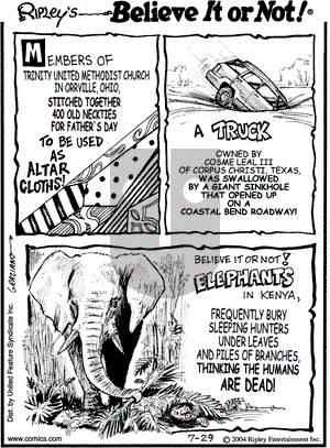 Ripley's Believe It or Not on Friday December 3, 2004 Comic Strip