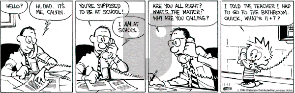 Calvin and Hobbes on Tuesday November 11, 2014 Comic Strip