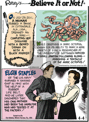 Ripley's Believe It or Not on Wednesday April 4, 2012 Comic Strip