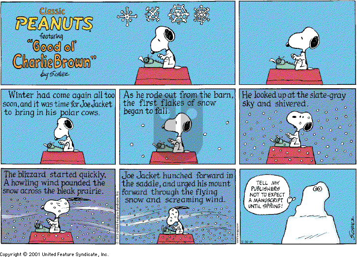 Peanuts - Sunday December 30, 2001 Comic Strip