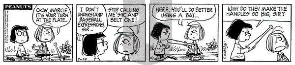 Peanuts on Saturday July 28, 1973 Comic Strip