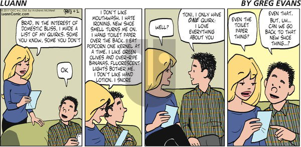 Luann on Sunday April 2, 2017 Comic Strip