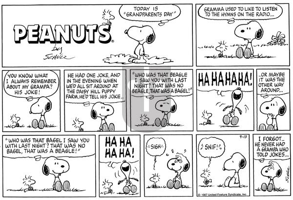 Peanuts on Sunday September 13, 1987 Comic Strip
