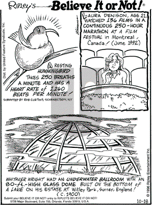 Ripley's Believe It or Not on Friday October 18, 1996 Comic Strip