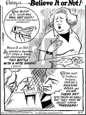 Ripley's Believe It or Not on Monday September 7, 1998 Comic Strip