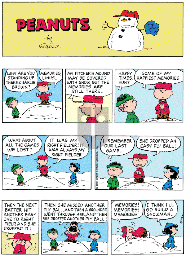 Peanuts - Sunday January 21, 1996 Comic Strip