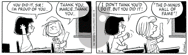 Peanuts on Tuesday April 6, 1999 Comic Strip