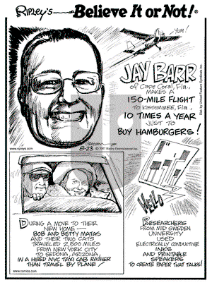Ripley's Believe It or Not on Thursday August 23, 2007 Comic Strip