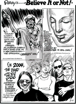 Ripley's Believe It or Not on Saturday February 4, 2006 Comic Strip