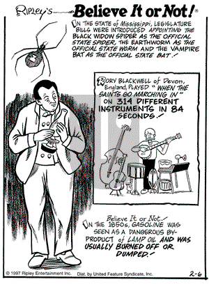 Ripley's Believe It or Not on Thursday February 6, 1997 Comic Strip