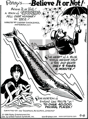 Ripley's Believe It or Not on Tuesday September 8, 1998 Comic Strip