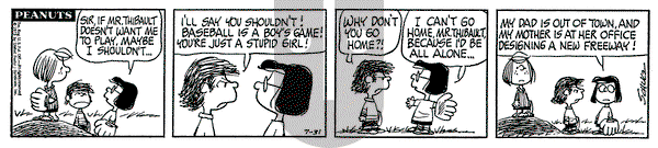 Peanuts on Tuesday July 31, 1973 Comic Strip