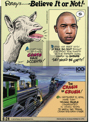 Ripley's Believe It or Not on Monday June 24, 2019 Comic Strip