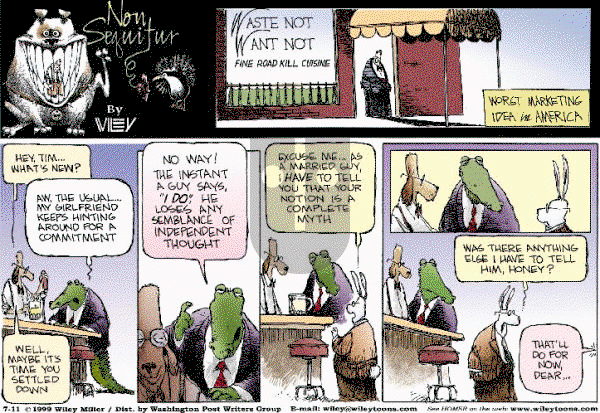 Non Sequitur on Sunday July 11, 1999 Comic Strip