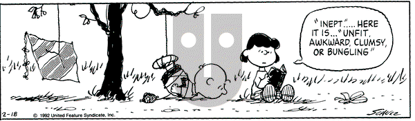 Peanuts on Tuesday February 18, 1992 Comic Strip