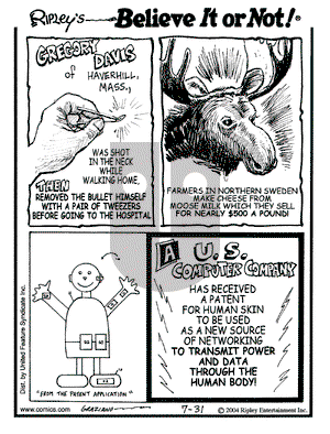 Ripley's Believe It or Not on Saturday July 31, 2004 Comic Strip