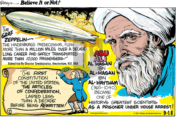 Ripley's Believe It or Not on Sunday September 18, 2011 Comic Strip