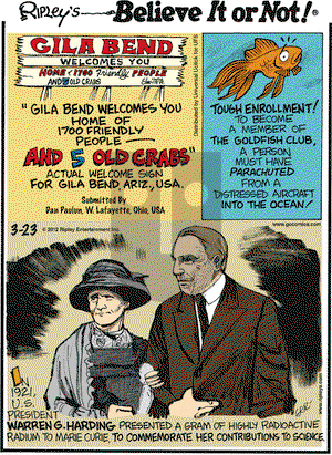 Ripley's Believe It or Not on Friday March 23, 2012 Comic Strip