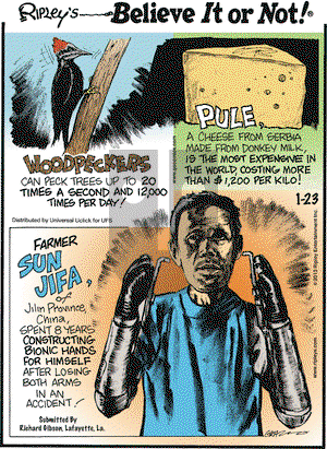 Ripley's Believe It or Not on Wednesday January 23, 2013 Comic Strip