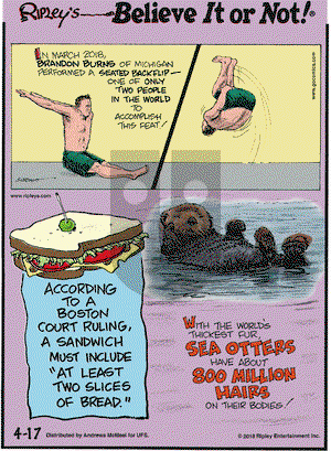 Ripley's Believe It or Not on Saturday April 17, 2021 Comic Strip
