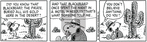 Peanuts on Friday June 18, 1993 Comic Strip