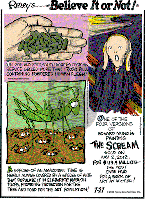Ripley's Believe It or Not on Friday July 27, 2012 Comic Strip
