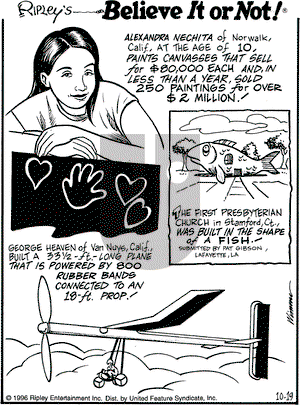 Ripley's Believe It or Not on Saturday October 19, 1996 Comic Strip