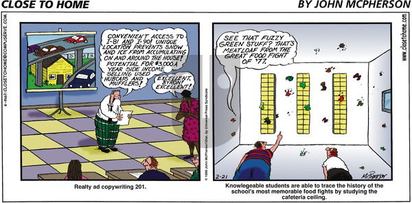 Close to Home on Sunday February 21, 1999 Comic Strip