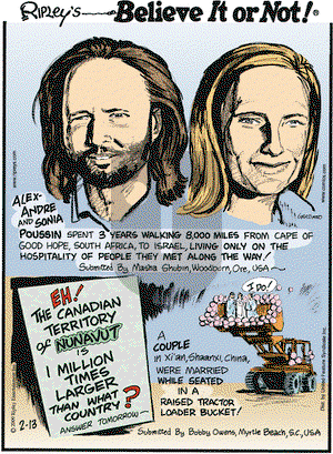 Ripley's Believe It or Not on Friday February 13, 2009 Comic Strip