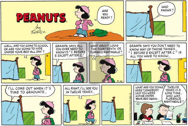 Peanuts on Sunday September 26, 1999 Comic Strip
