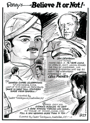 Ripley's Believe It or Not on Monday August 27, 2007 Comic Strip