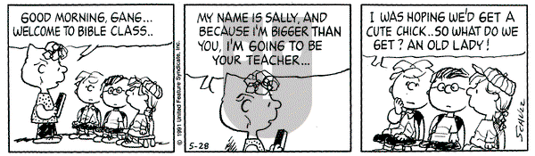 Peanuts - Tuesday May 28, 1991 Comic Strip