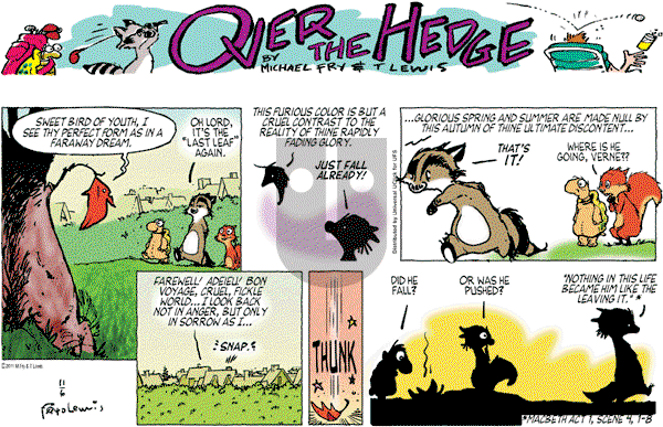 Over the Hedge on Sunday November 6, 2011 Comic Strip